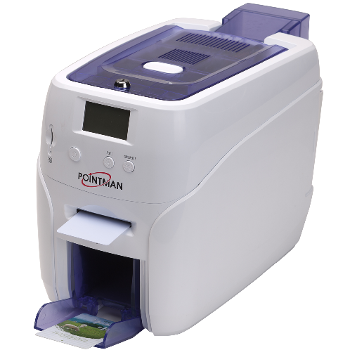 POINTMAN Card Printer  NUVIA N20 | Card Printer, ID Card Printer, Desktop Card Printer, Dual hopper, fast printer, banking card, small foot print