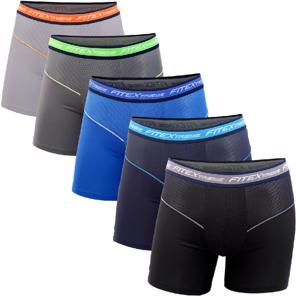 FITEXTREME Mens 5 Pack Breathable Performance Stretch Boxer Briefs