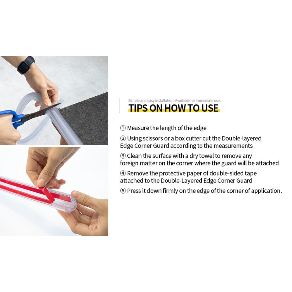 Edge Soft Bumper Strip (43”/1.1M 2Pcs Clear) Transparent  Furniture Corner Soft Bumper Guards