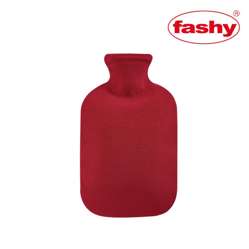 Fashy Hot Water Bottle 2L with Fleece Cover (Red, 67oz)