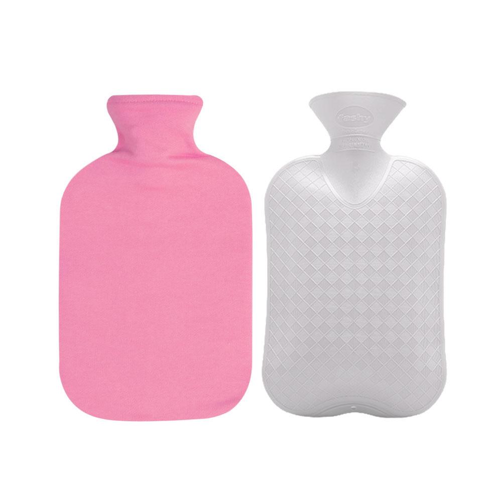 Fashy Hot Water Bottle with Cotton Cover (Pink, 67oz)