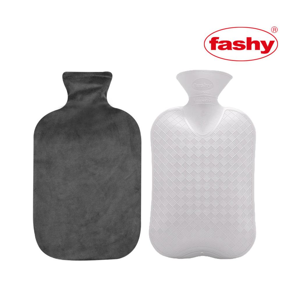Fashy Hot Water Bottle with Fleece Cover (Gray, 67oz)