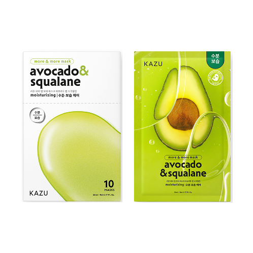 KAZU Hydrating & Moisturizing Facial Sheet Mask Avocado & Squalane | Korean face sheet mask, Korean Collagen Face Mask, moisturising sheet mask, hydrating face mask, Soothing Face Sheet Mask, Collection Facial Mask Set, Daily Skincare Korean Sheet Mask, Avocado face sheet mask, Squalane face sheet mask