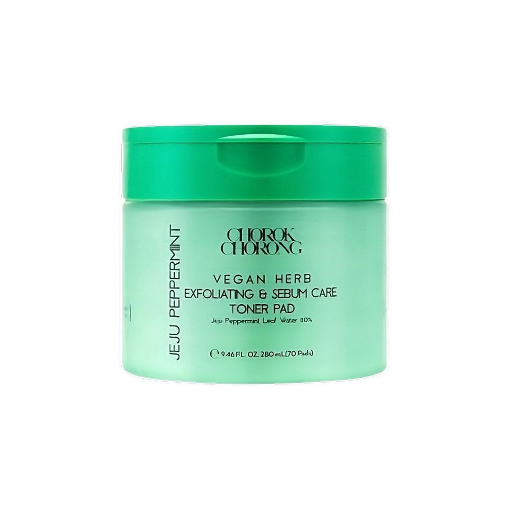 CHOROK CHORONG VEGAN HERB EXFOLIATING & SEBUM CARE JEJU PEPPERMINT TONER PAD